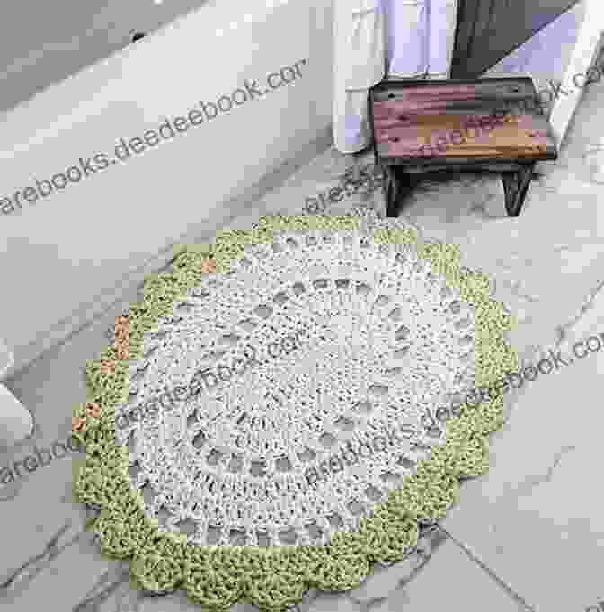 A Crocheted Bathroom Rug In A White And Gray Geometric Pattern Vintage Bathroom Sets To Crochet A Collection Of 6 Bathroom Rugs Tissue And Toilet Seat Covers Tank Covers And More (Rugs To Crochet Vintage Crochet Crochet And Other Rug Yarn Patterns 2)