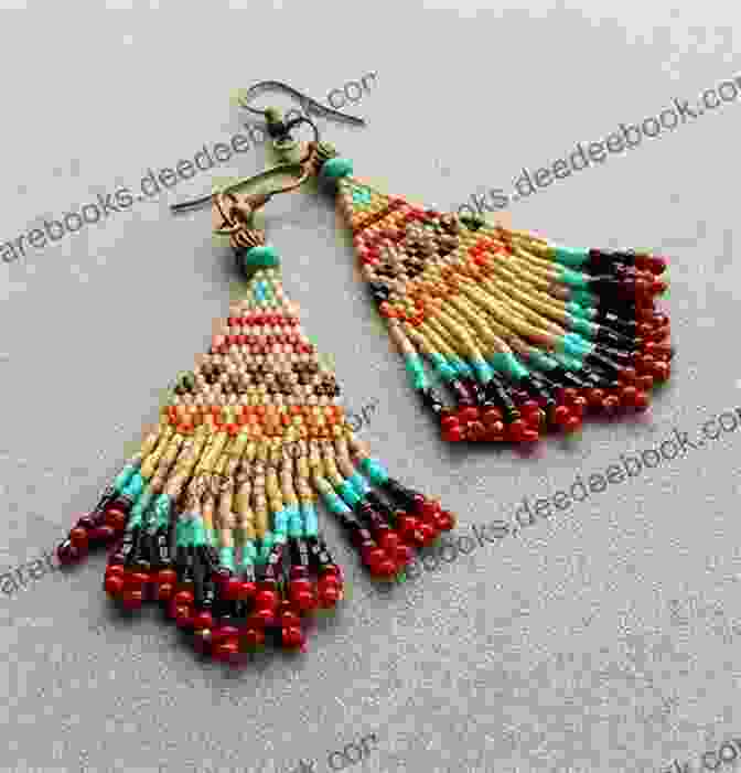 A Pair Of Intricate Brick Stitch Seed Bead Earrings With A Festive Poinsettia Design Christmas Brick Stitch Seed Bead Patterns Collection 70+ Ideas Gift For The Needlewoman: Candles Snowmen Reindeer Nutcracker Snowflakes Balloons Angels Santa Claus Wreath Tiger Symbol 2024